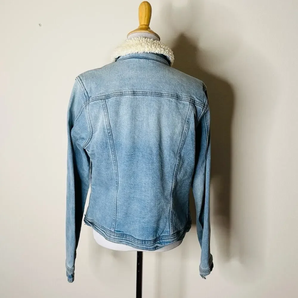 Universal Thread Denim Jacket with Sherpa Lining Partial